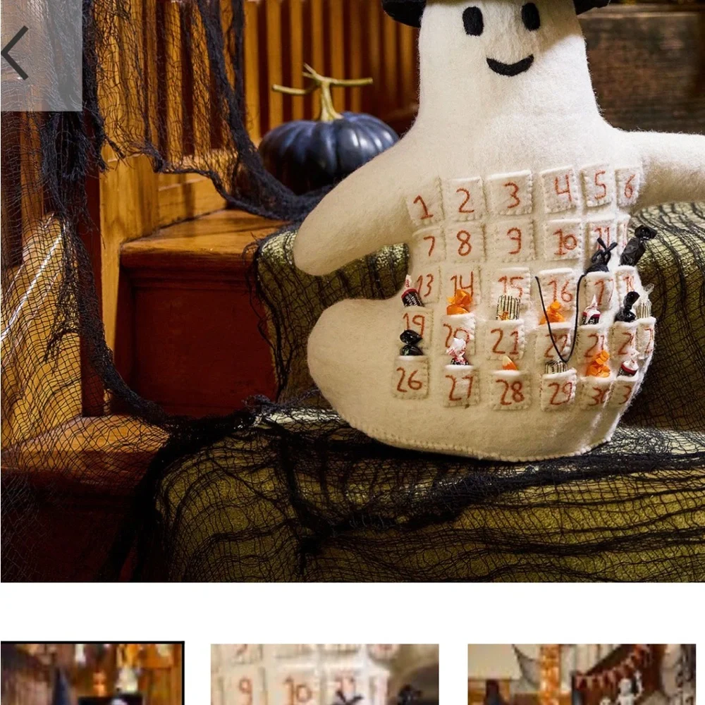 Pottery Barn Kids Ghost Pillow with Black Hat